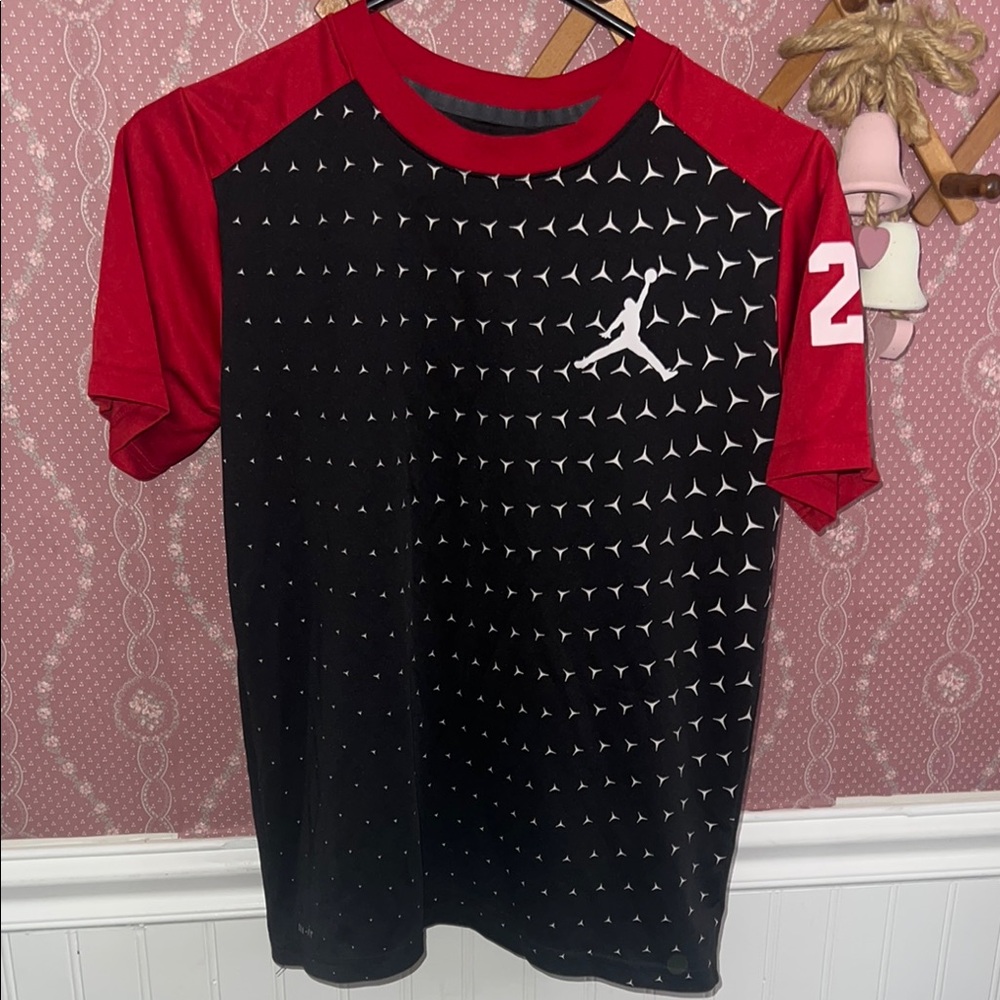 Jordan Dri-fit Black and Red Graphic T-Shirt
